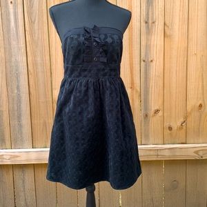 GO International Dress Black Ruffle Velvet Embellished Strapless